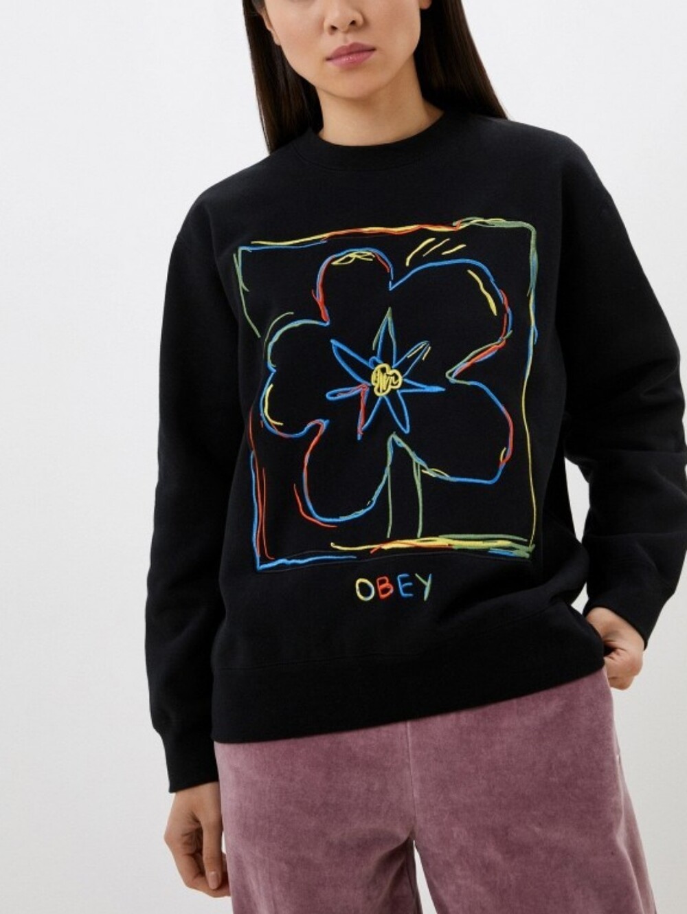 Obey Art School Graphic Crewneck in Black